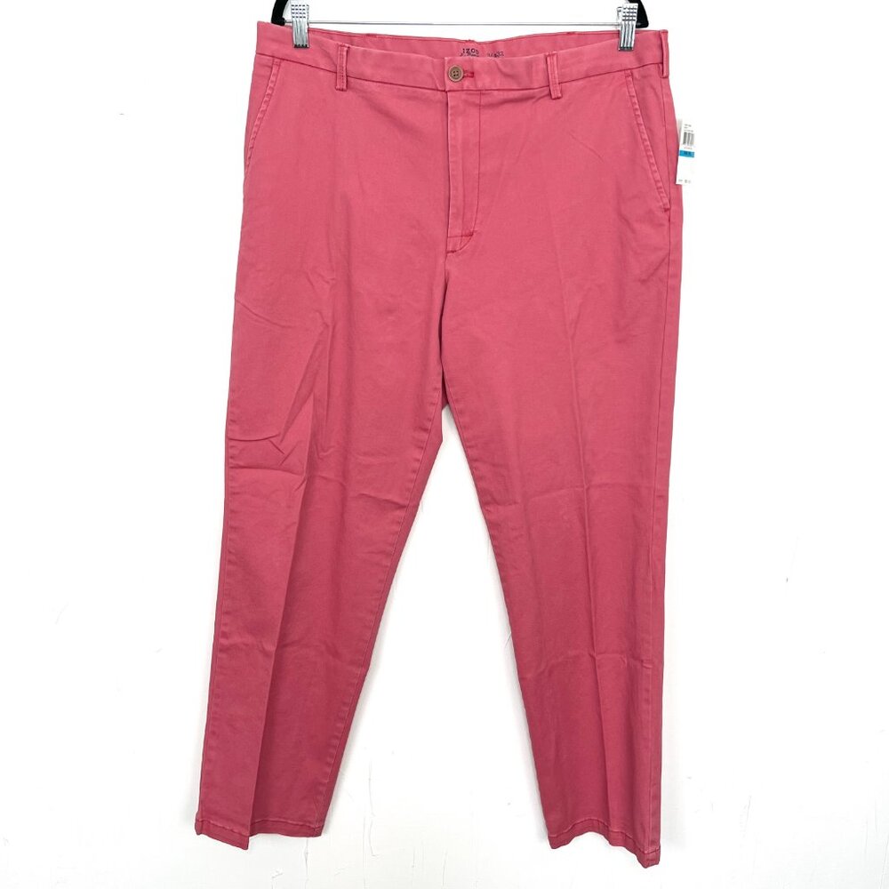NWT‎ Izod Saltwater Stretch Chino Straight Leg Pants Faded Red Mens Size 36x32